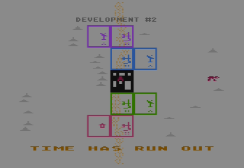 In-game screen from the Atari 8-bit PAL release of M.U.L.E.