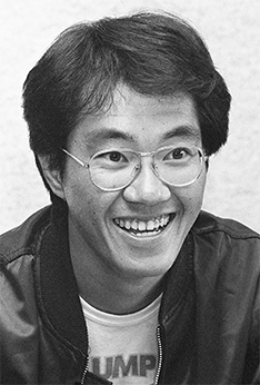 Black-and-white photograph of manga artist Akira Toriyama in 1982.