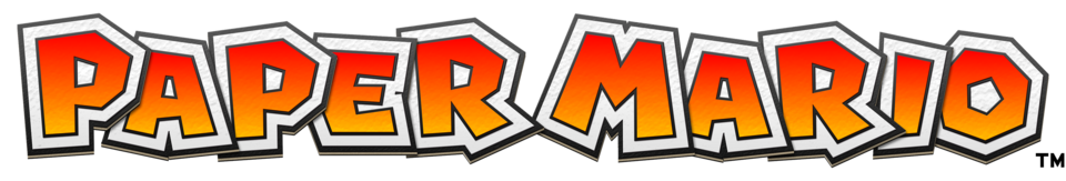 The words "Paper Mario" rendered as the series logo, styled to look like paper