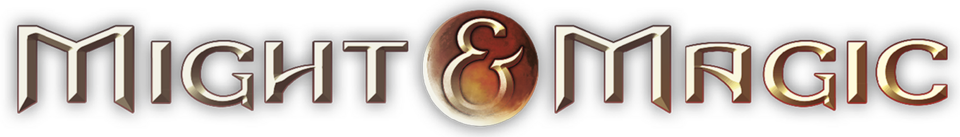Stylized "Might & Magic" wordmark logo.