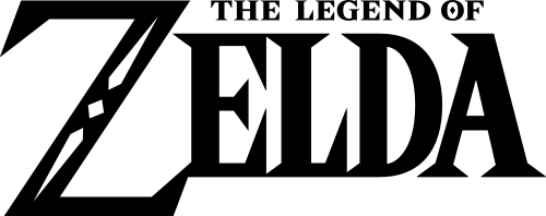 A stylized wordmark reading "The Legend of Zelda," with a shield and sword emblem incorporated into the design