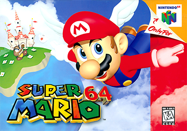 Box art showing Mario leaping in a colorful 3D world|