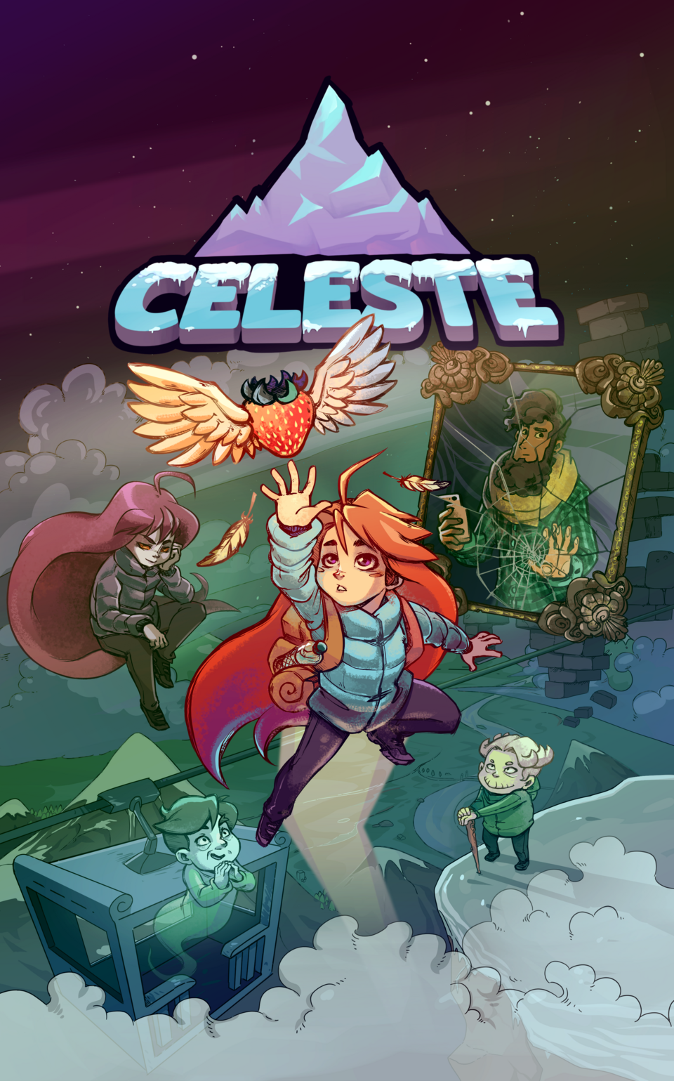 Box art for the video game Celeste showing stylized artwork with the game's title
