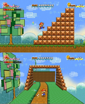 Screenshot of Super Paper Mario gameplay|
