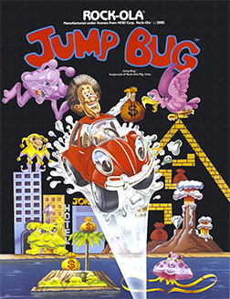 Promotional poster showing the Jump Bug logo and bouncing car|