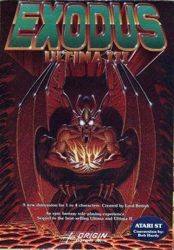 Cover illustration of the boxed release of Ultima III: Exodus
