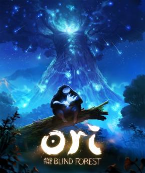 The stylized title logo of the game *Ori and the Blind Forest*