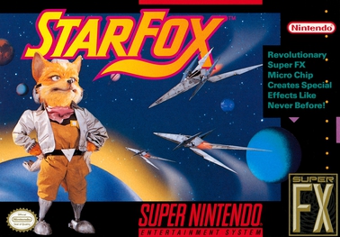 Cover art of Star Fox showing the Arwing fighter