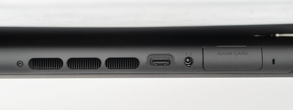 Close-up of the top of a Nintendo Switch 2 console with its ports and vents visible