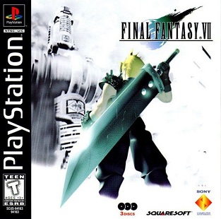 Box art showing the title logo above the Meteor and the silhouette of Midgar|