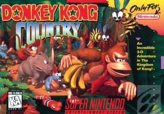 Box art showing Donkey Kong with a red necktie against a jungle backdrop|