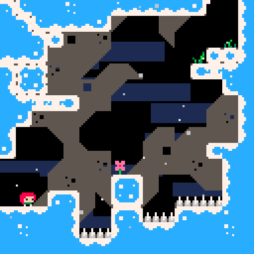 Pixel-art title screen of Celeste Classic on PICO-8.