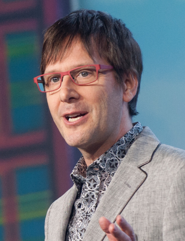 Mark Cerny speaking at the 2014 Game Developers Choice Awards.