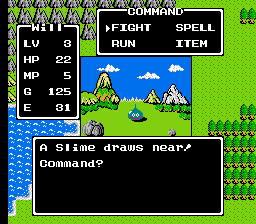 A video game screenshot showing a turn-based role-playing battle interface, with menu commands and combat text displayed on screen