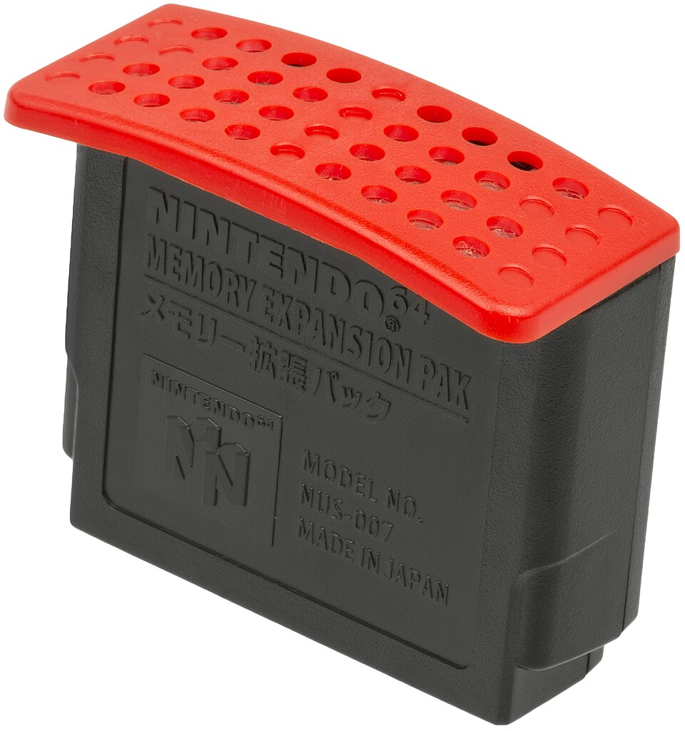 A Nintendo 64 Memory Expansion Pak module.