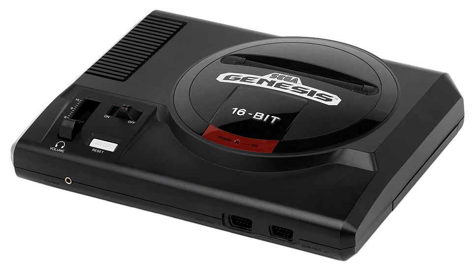 A black Sega Genesis console
