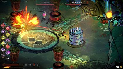 A screenshot from the video game Hades showing gameplay set in the Greek Underworld